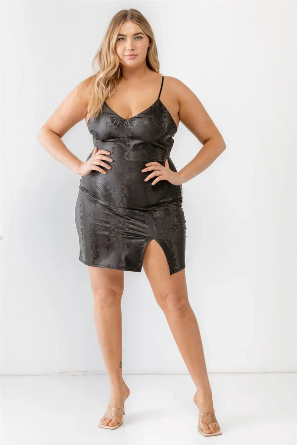 Vegan Snakeskin Mini Dress Elva Mae Vegan Snakeskin Mini Dress Elva Mae