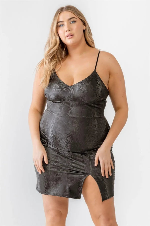 snakeskin satin dress Mini Dress Snakeskin Satin Dress Snake-print Sequin Cutout Mini Dress