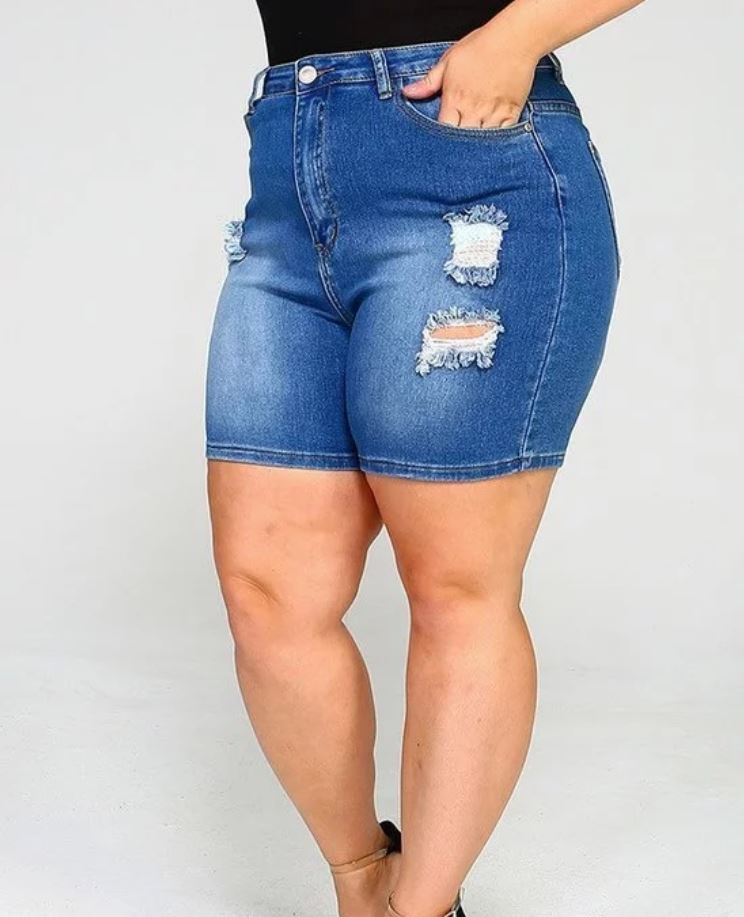 Distressed Denim Shorts