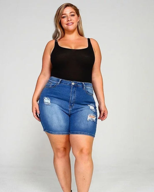 Distressed Denim Shorts